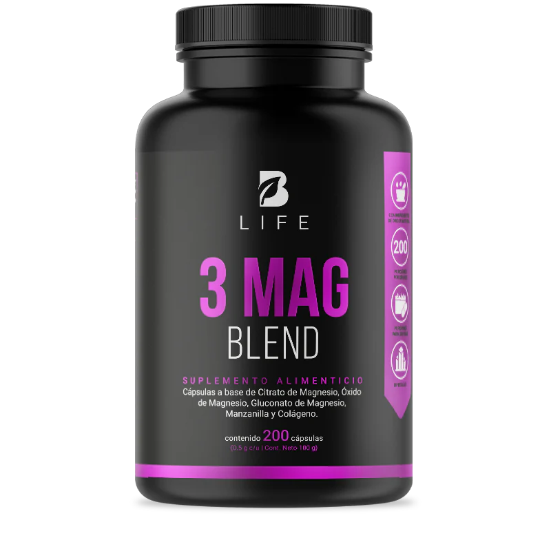 3 Mag Blend | Mezcla de Citrato, Óxido y Gluconato de Magnesio 200 CAPSULAS