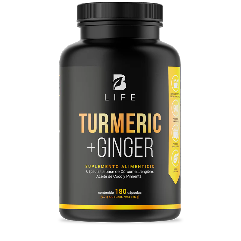 Turmeric + Ginger | Raíz de Cúrcuma y Jengibre 180 CAPSULAS