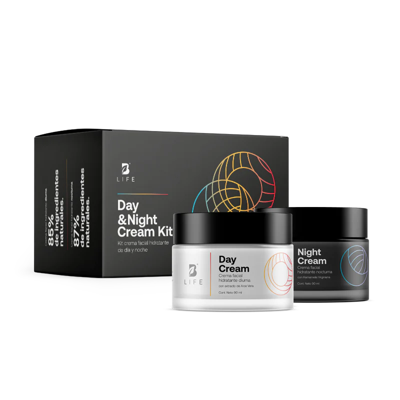 Kit de Cremas Faciales de Día y Noche con Ácido Hialurónico 90 ml c/u