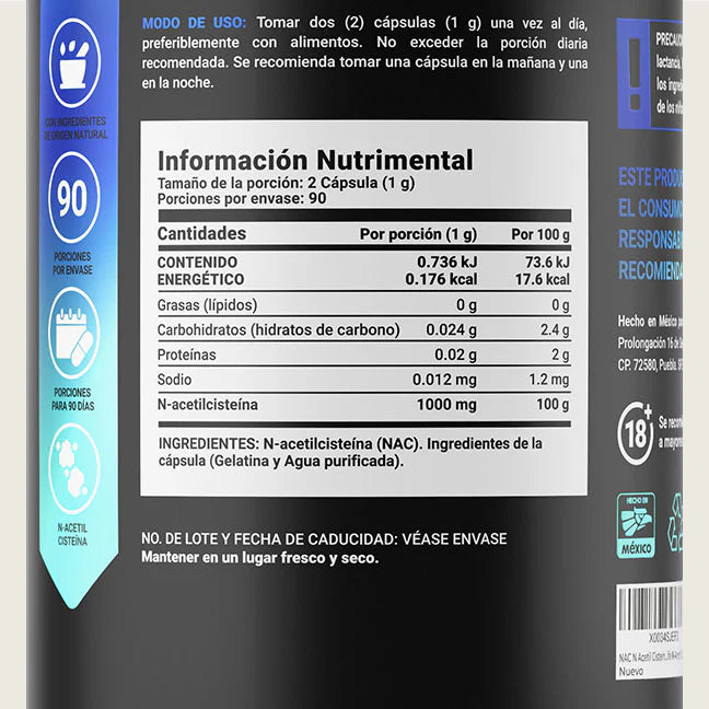 N-Acetyl Cysteine | N-Acetilcisteína 180 capsulas