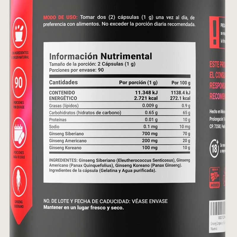 Mezcla de Ginseng 180 capsulas