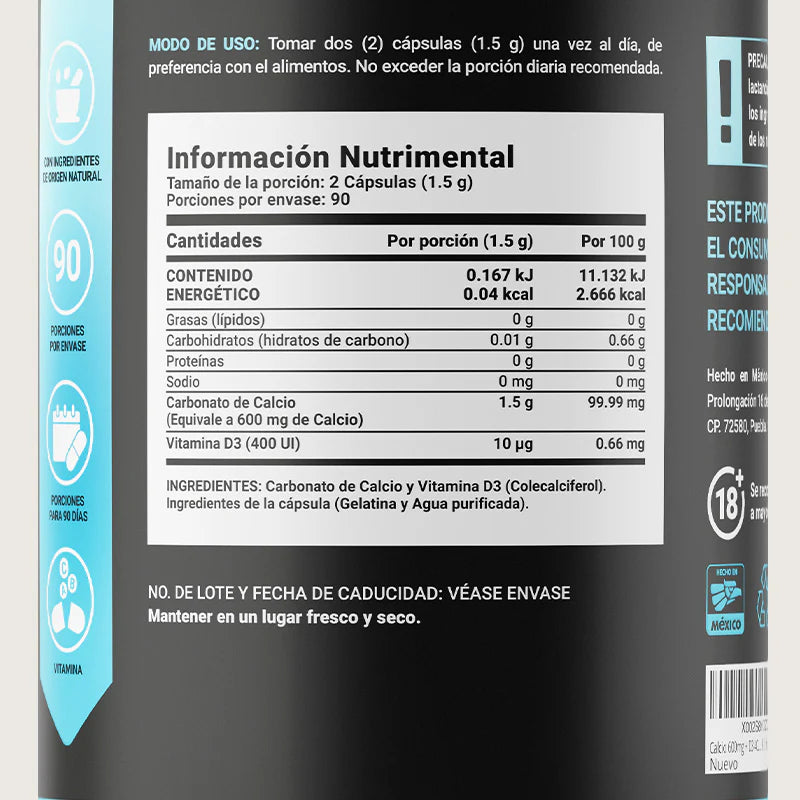 Calcium & D3 | Calcio y Vitamina D3 180 capsulas