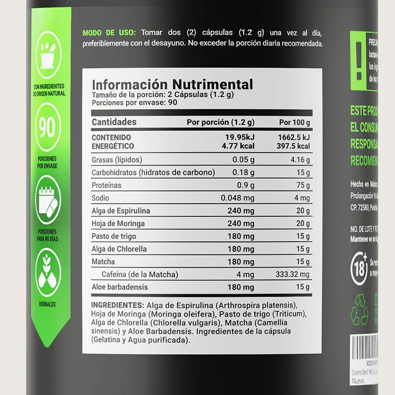 Greens Blend | Mezcla de Herbales 180 CAPSULAS