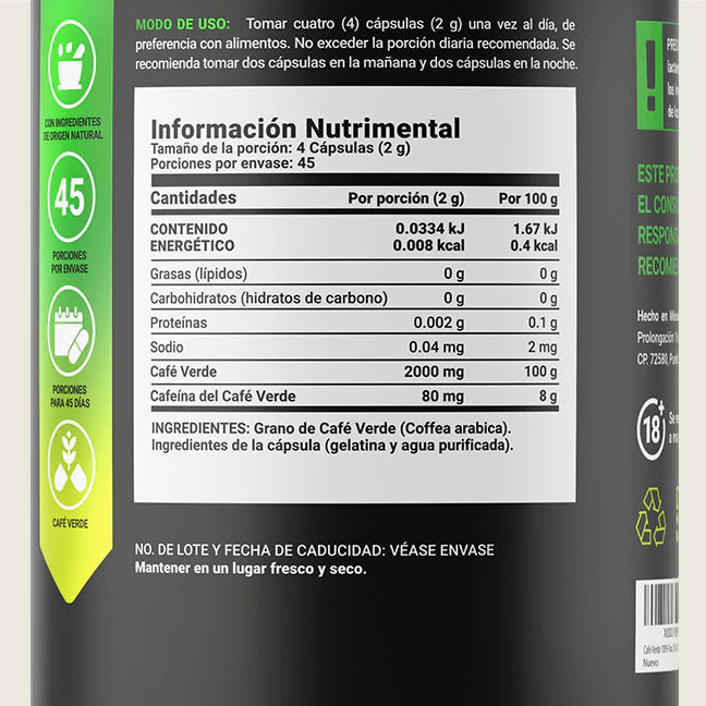 Green Coffee | Café Verde 180 capsulas