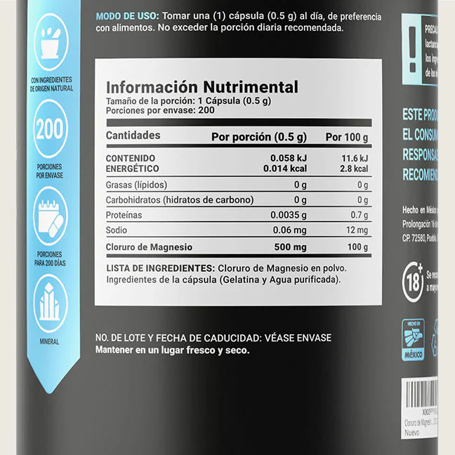 Chloride Mag | Cloruro de Magnesio 200 capsulas