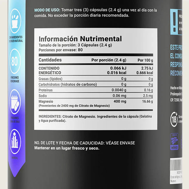 Citrate Mag | Citrato de Magnesio 240 capsulas