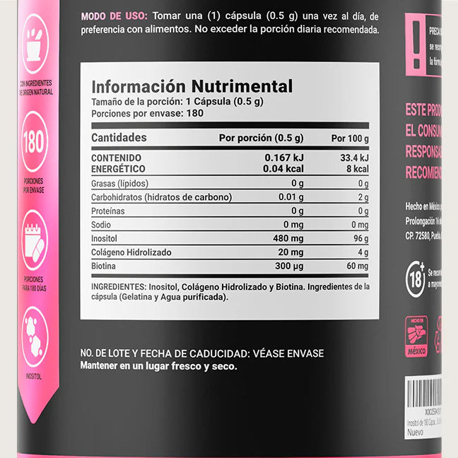 Myo Inositol | Inositol Puro 180 CAPSULAS
