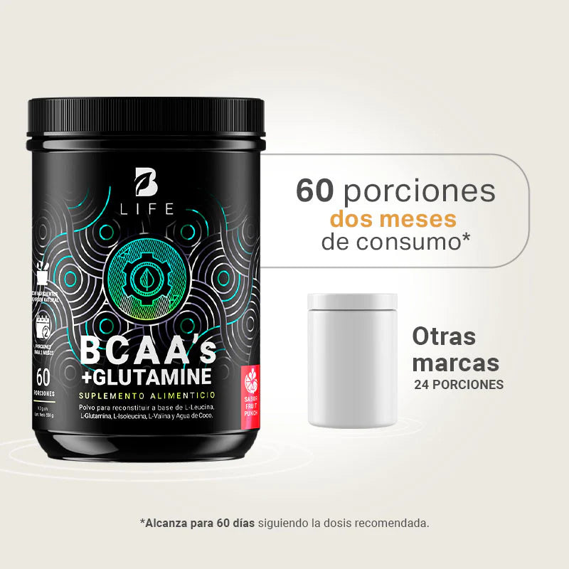 BCAA's + Glutamine | BCAA's y Glutamina 60 porciones