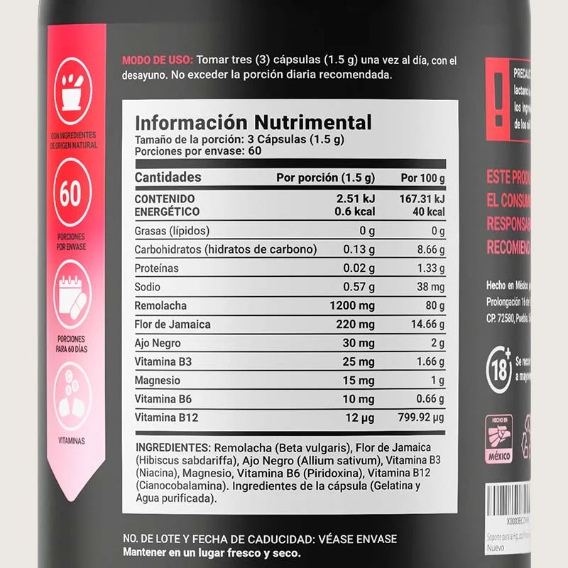BPS | Mezcla de Remolacha, Vitamina B y Magnesio 180 capsulas