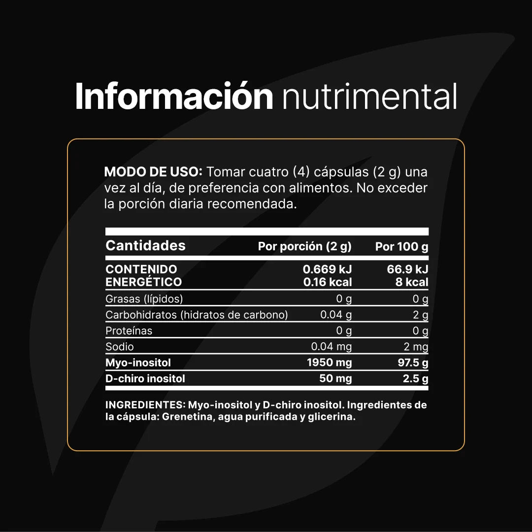 Myo y D-Chiro Inositol Platinum Mezcla de Ratio 40:1 240 capsulas