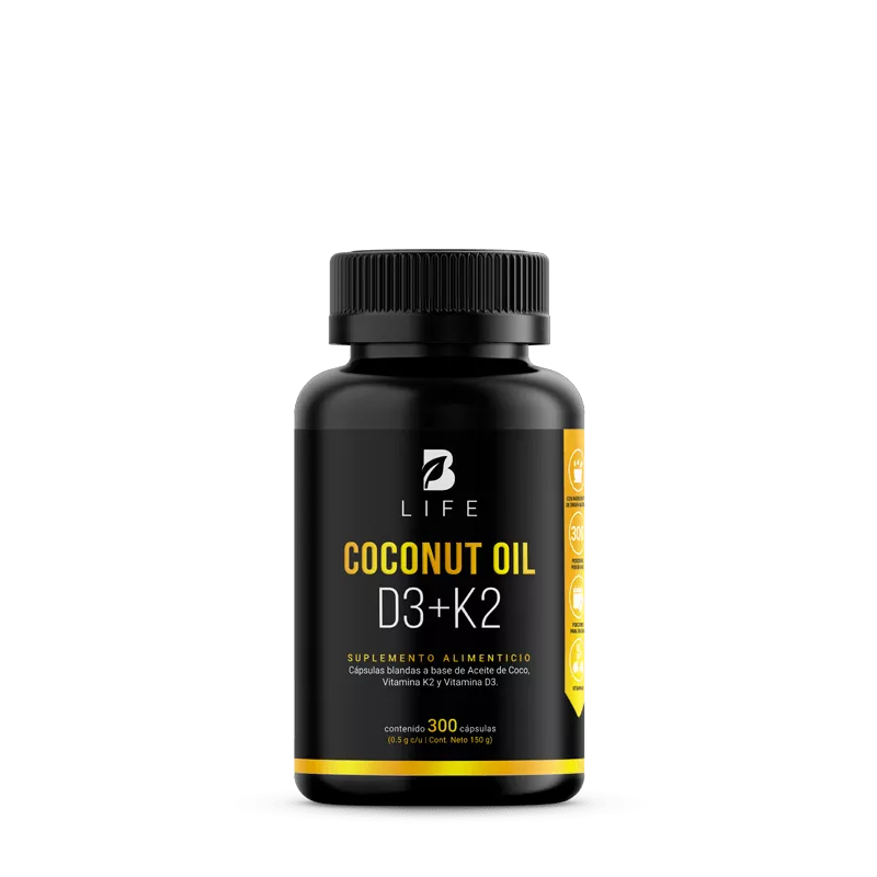 Aceite de Coco, Vitamina D3 y K2 300 capsulas
