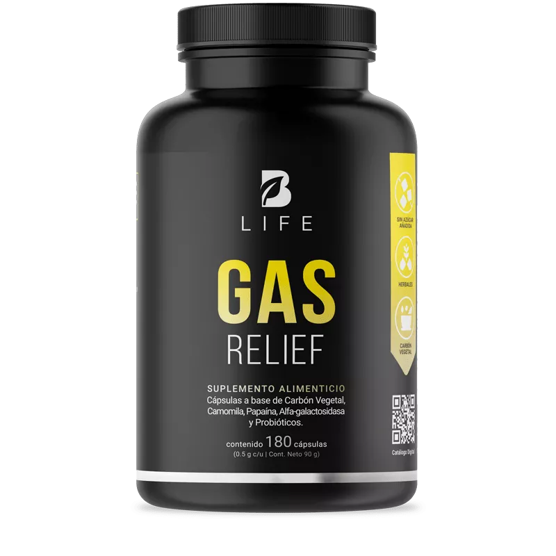 Gas relief | Fórmula a base de Carbón Vegetal, Camomila, Papaína 180 caps