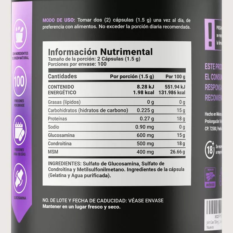 Joint Blend | Mezcla de Glucosamina, Condroitina y MSM 200 CAPSULAS