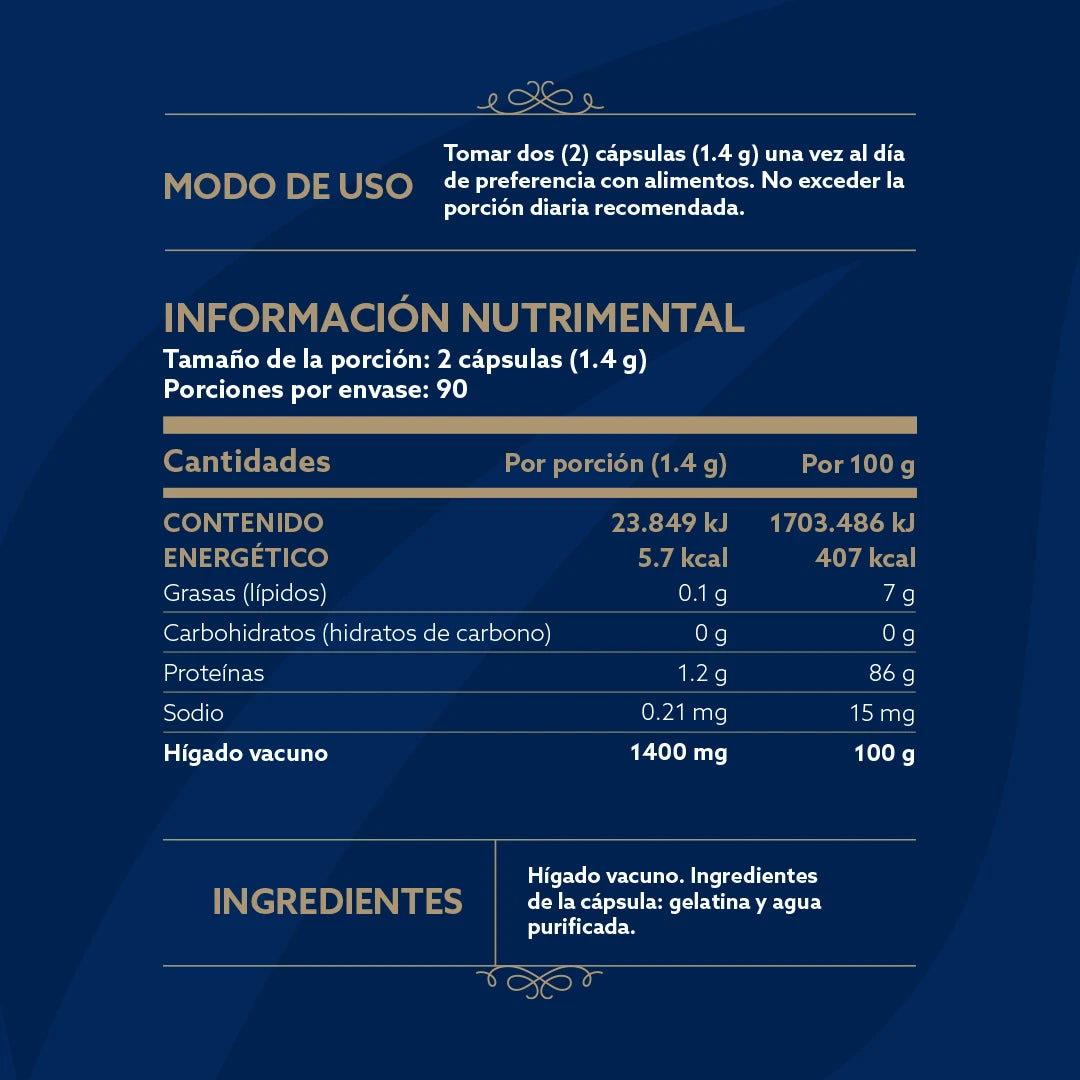 Beef Liver Grassfed | Hígado vacuno 180 CAPSULAS