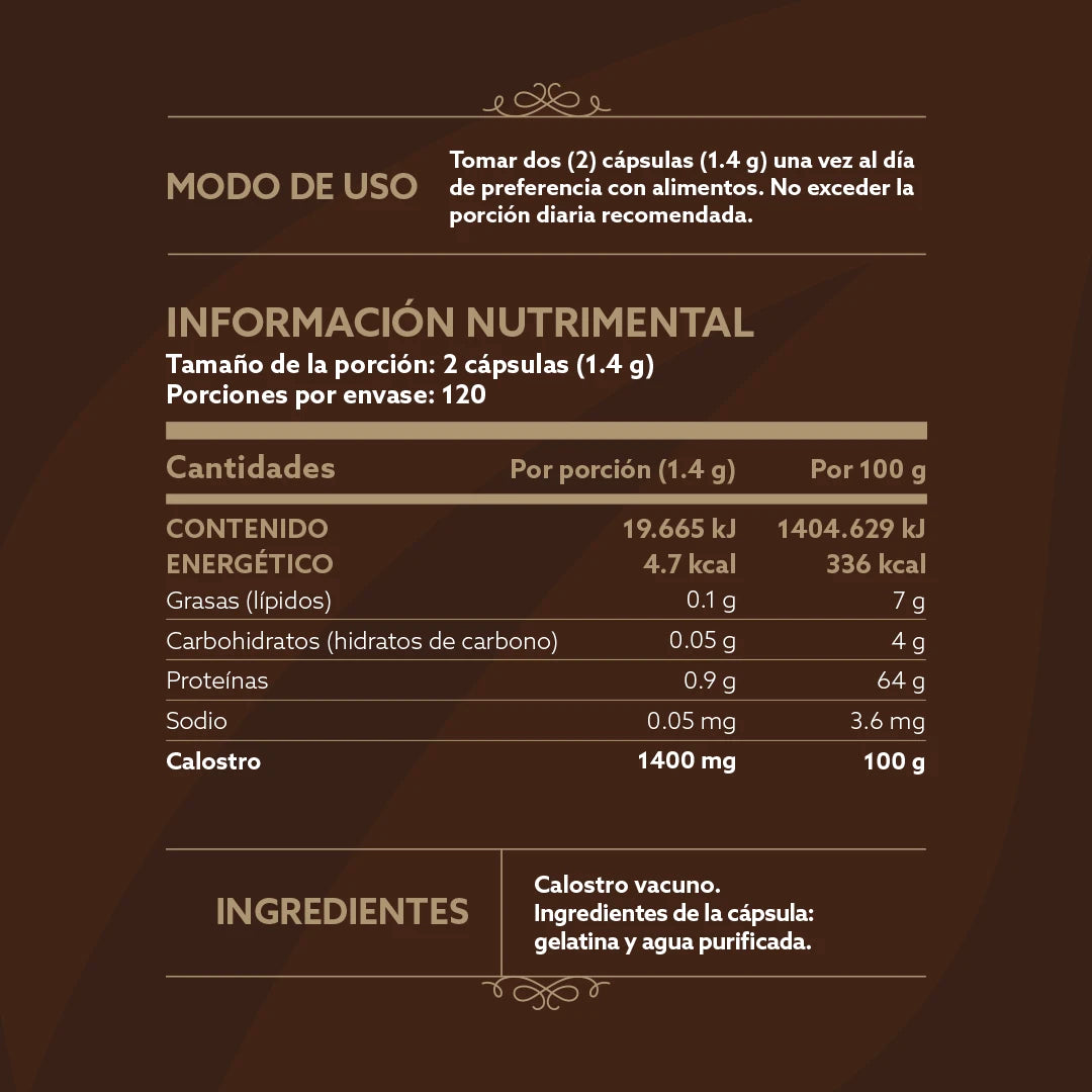 Colostrum | Calostro puro de Bovino 180 CAPSULAS