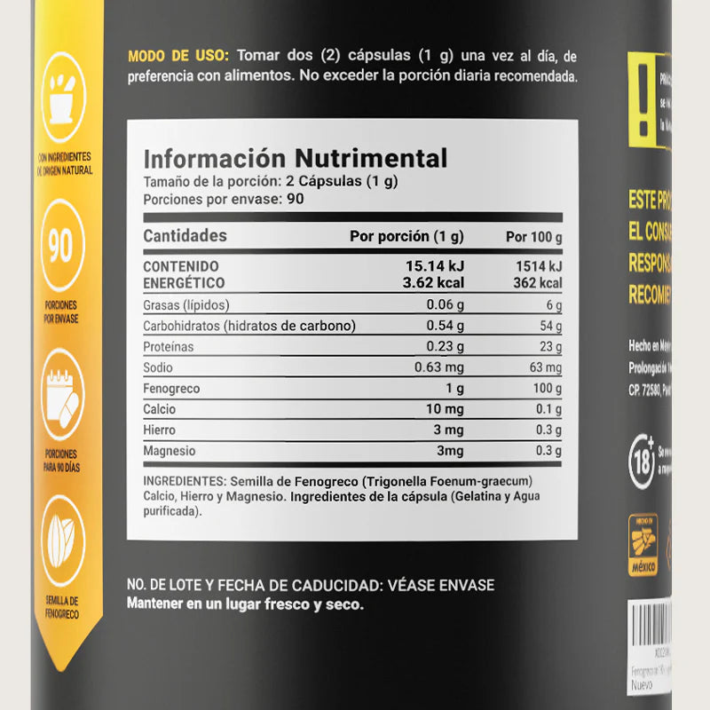 Fenugreek | Fenogreco 180 capsulas