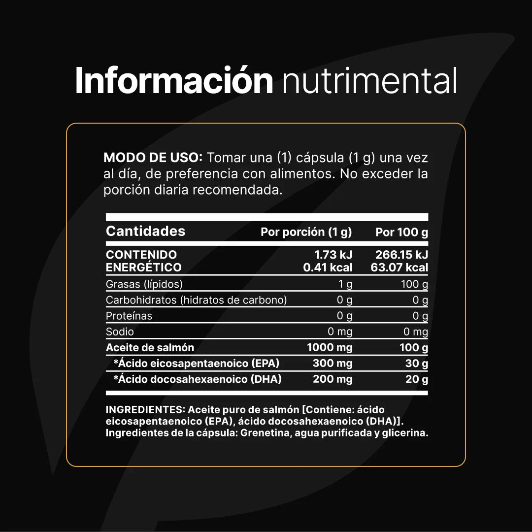 Omega 3 Salmon Oil | Omega 3 Aceite Puro de Salmón 180 capsulas.