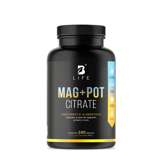 Mag+Pot Citrate | Citrato Magnesio, Citrato de Potasio y Coco Orgánico 240 Cápsulas